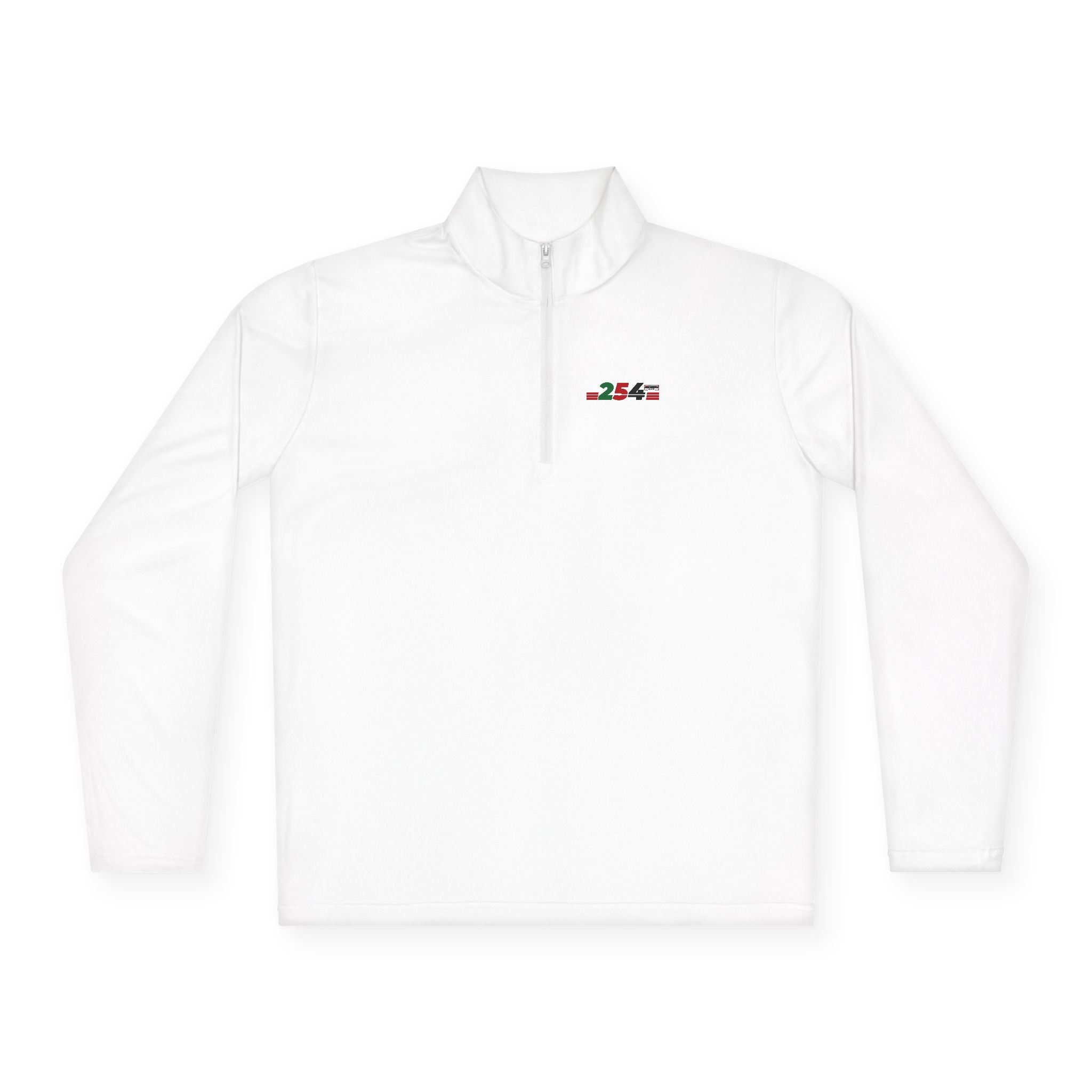 Quarter-Zip Pullover - Minimal '345' Embroidered Logo, White Casual Pullover